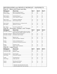 Printable Muscle Building Workout Chart Google Search