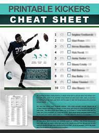 A Printable Single Page Kickers Cheat Sheet For Your Fantasy Football Draft Fantasy Football Draft Party Fantasy Football Draft Sheet Fantasy Football Advice