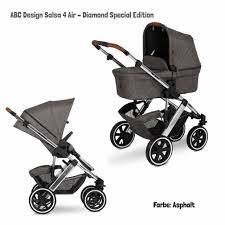 The polished chrome body, the beautiful melange fabric, the quilted leather parts on the handlebar and the safety bow and the white sidewalls give the wagons its unique appearance. Abc Design Salsa 4 Air Kollektion 2021 Newcollection