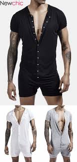 Men Onesies Pajamas Viscose Breathable Short Sleeve Buttons Down Jumpsuit Mens Loungewear Mens Outfits Mens Onesie