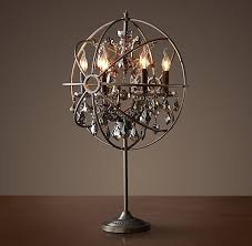 Foucault S Orb Smoke Crystal Table Lamp Matte Natural Iron Crystal Table Lamps Lamp Vintage Candle Chandelier