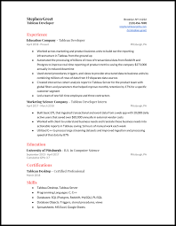 tableau developer resume samples for 2020