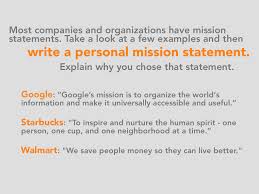 Writing Prompts Personal Mission Statement Mission Statement Examples Mission Statement Template
