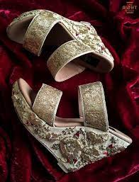 Embellished Wedges Bridal Footwear Designer Bridal Footwear Indian Weddings Elegant And Classy Bridal Sandals Heels Indian Wedding Shoes Bridal Sandals