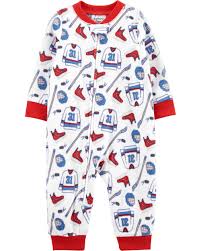 Toddler Red Blue White 1 Piece Hockey Fleece Footless Pjs Carters Com