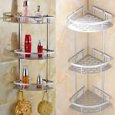 Phasuk 3 Layer Bathroom Shower Caddy Shelf Corner Bath Wall Mount Rack Storage Holder Organizer Shower Shelves Bathroom Corner Rack Shelves