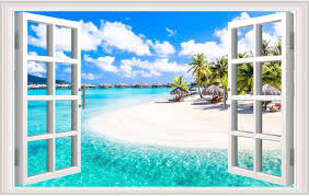 Whether you will need bedroom wall art, kitchen artwork, or any space between, we have got what you are looking to convert your house into a brilliantly furnished interior. Amazon Com Zenda Beach Wall Art 3d Blue Sea Painting Window To The Sea Canvas Art For Wall Decor Print Painting For Living Room Decoration Framed And Ready To Hang Posters Prints