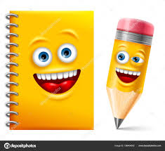 Cuaderno Alegre Lápiz Estilo Dibujos Animados Ilustración ...