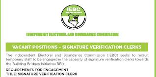 Get great results with our ai algorithms create impressive logos with this online logo maker for free. Iebc Bbi Signature Verification Clerks Job Qualifications How To Apply Deadline Salary Jambo News