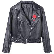 Pu Leather Floral Embroidered Zip Fly Biker Jacket 42 Liked On Polyvore Featuring Outerwear Jackets Pleather Jacket Pu Leather Jacket Embroidered Jacket