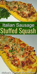 Italian Sausage Stuffed Summer Squash Summer Squash Recipes Vegetable Side Dishes Healthy Snacks Recipes
