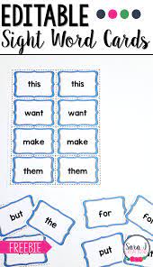 Free Editable Sight Word Cards Make Games Like Memory And Go Fish Easier To Play Personalize And Sight Word Cards Sight Word Flashcards Sight Word Worksheets