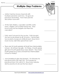 Kids use details from word problems on this third grade math worksheet to construct and solve division problems in. Multiple Step Word Problem Worksheets