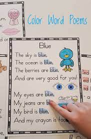 Color Word Poems For Shared Reading Mrs Mcginnis Little Zizzers Kids Poems Preschool Colors Teaching Colors