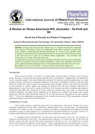 Pdf A Review On Persea Americana Mill Avocado Its Fruit And Oil