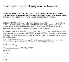 Board Resolution For Closing Of A Bank Account Board Resolutions Bank Account Accounting Banking