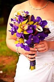 Purple Orchid Bridal Bouquet Without The Yellow Flowers Substitute With Maybe A White Flo Purple Wedding Bouquets Purple Bridal Shower Orchid Bridal Bouquets