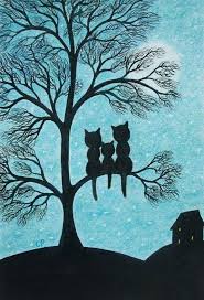 Cat Tree Print Mothers Day Gift Three Black Cats Moon Star Etsy In 2021 Black Cat Art Cat Art Cat Flowers