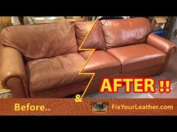 our leather repair dyes used on this old faded worn leather couch