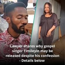 Despite gospel singer Timileyin openly confessing to the killing of Salome  Eleojo Adaidu, a barrister has explained why he might go scot-free. The  lawyer's explanation is in the comments. Photo Credit: Facebook/Salome
