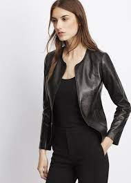 Tailored Collarless Leather Jacket Collarless Leather Jacket Leather Jacket Leather Jackets Women