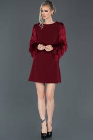 Bordo Kisa Kollari Puskullu Davet Elbisesi Abk657 Vestidos Bordoes Shortes