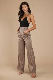 Strut Your Stuff In Satin The Davida High Waisted Wide Leg Pewter Satin Trouser Puts All Oth Satin Trousers Wide Leg Pants Outfit High Waisted Trousers Outfit