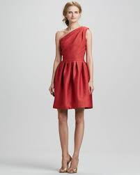 Halston Heritage One Shoulder Bell Dress Cocktail Dress Classy Fall Cocktail Dress Fall Wedding Attire