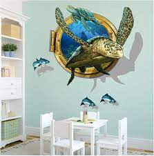 Best selling in sculptures & figurines. Miico 3d Creative Pvc Wall Stickers Home Decor Mural Art Removable Sea Turtle Decor Sticker Alexnld Com