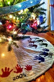Handprint Christmas Tree Skirt One Of My Favorite Keepsakes Handprint Christmas Handprint Christmas Tree Christmas Tree Skirt