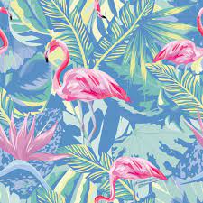 Flamingo V Abstraktnyh Sinih Listev Ostavlyaet Besshovnye Oboi Flamingo Vector Abstract Floral Poster