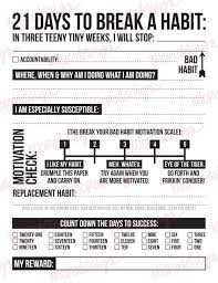 21 Days To Break A Bad Habit Printable Pdf Sheet Etsy In 2020 Break A Habit Good Habits Bad Habits