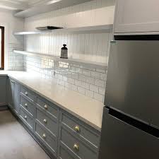 They are highly resistant to heat and moisture while their materials are strong and durable. Recently Installed A Butlers Pantry For A Very Happy Customer 2pac Shaker Doors Colour Dulux Pail Grey 40mm Kalala Bai Stone Tops 2pac Floating Shelf S 2pac