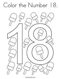 Color The Number 18 Coloring Page Twisty Noodle Numbers Preschool Number 18 Numbers Preschool Printables
