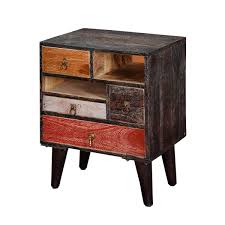 20th century pair of spanish nightstands with drawer and bronze hardware. Hawaii Colorful Rustic Mango Wood 4 Drawer Accent Nightstand