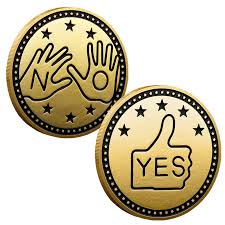 FVANOR Decision Making Flipping Coin Yes No Challenge Coin Collector's  Medallion Souvenir with Protective Case (Gold) : Amazon.ae: Toys