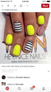 Black And White Striped Nails Neon Green With Black N White Stripes Summer Gel Nails Neon Nails Yellow Nails