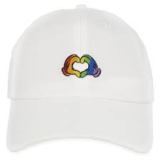 Rainbow Disney Collection Mickey Mouse Heart Hands Baseball Cap For Adults White Baseball Cap Rainbow Disney Ear Hats