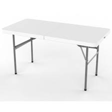 Elle est très résistante et elle convient parfaitement pour une utilisation extérieure. Table En Plastique Robuste Table Pliante Transportable 124 X 61 Cm Blanc Pliable En Deux Materiau Hdpe Sk004275