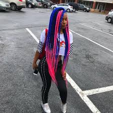 Black And Blue Box Braids Braids Black Box Braids Pink Box Braids Box Braids Hairstyles