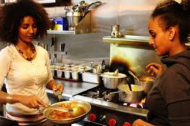 The ethiopian community in the easy bay is largely concentrated along telegraph avenue from uptown oakland to south berkeley. Cafe Romanat