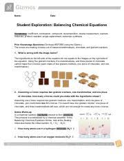A balanced chemical equation represents a chemical reaction using the formulae of the reactants and products. Balancingchemequationsse Docx Name Simon Alam Date Student Exploration Balancing Chemical Equations Vocabulary Coefficient Combustion Compound Course Hero