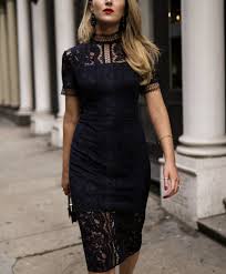 Nyc Style Blogger In Dark Blue Navy Lace Dress With Red Lip Engagement Party Dresses Lace Dress Outfit Dresses