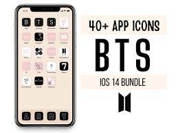 Bts Kpop 40 Icons Bundle Iphone Ios 14 App Covers In 2021 App Icon Bts App App Covers