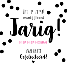 Verjaardagskaart Zwart Wit Met Feesttoeter