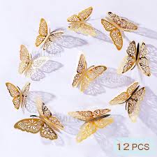 Home decorating ideas handmade butterfly | wall decoration ideas ▻ subscribe here. Wholesale 12pcs Set 3d Hollow Out Butterfly Wall Stickers Simulation Butterfly Decorations Gold From China Tvc Mall Com