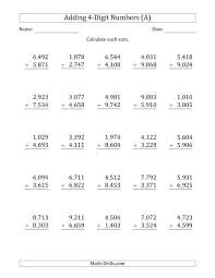 Adding 4 Digit Numbers Comma Separated Addition Worksheets Math Worksheets Subtraction Worksheets