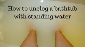 How To Unclog A Bathtub Drain With Standing Water Clogged Bathtub Unclog Tub Drain Bathtub Drain