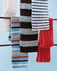 We also offer two knit scarf patterns for beginers. Knitted Scarves Martha Stewart