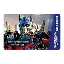 It is known for its roller coasters, resorts, costumed characters and fireworks. Universal Collectible Gift Card Transformers Optimus Prime